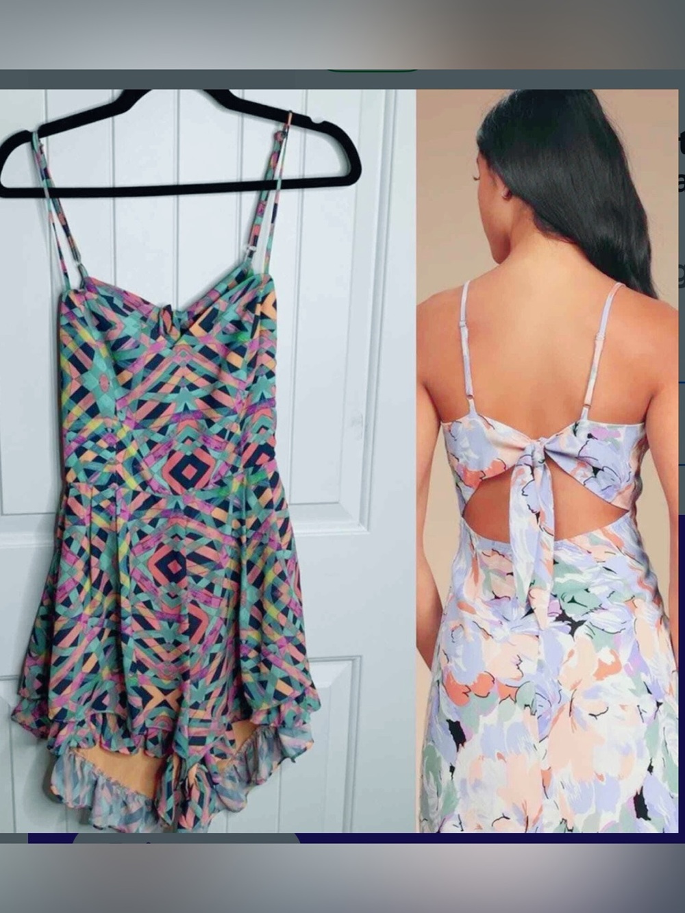 Lovers + Friends Women's Blue and Pink Playsuit-romper. MEDIUM